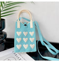 Cute Heart Print Knit Crossbody - DippedShop Wholesale - #2403