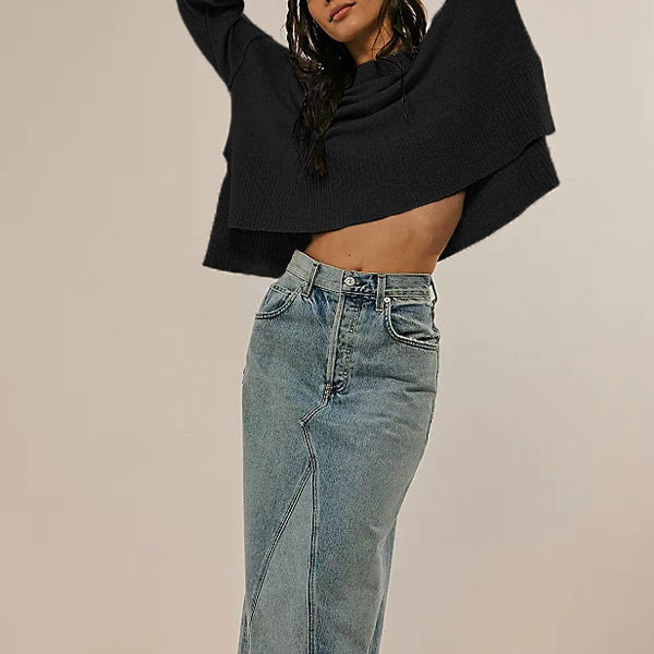 Solid Flared Sleeve Sweater - DippedShop Wholesale - #0275