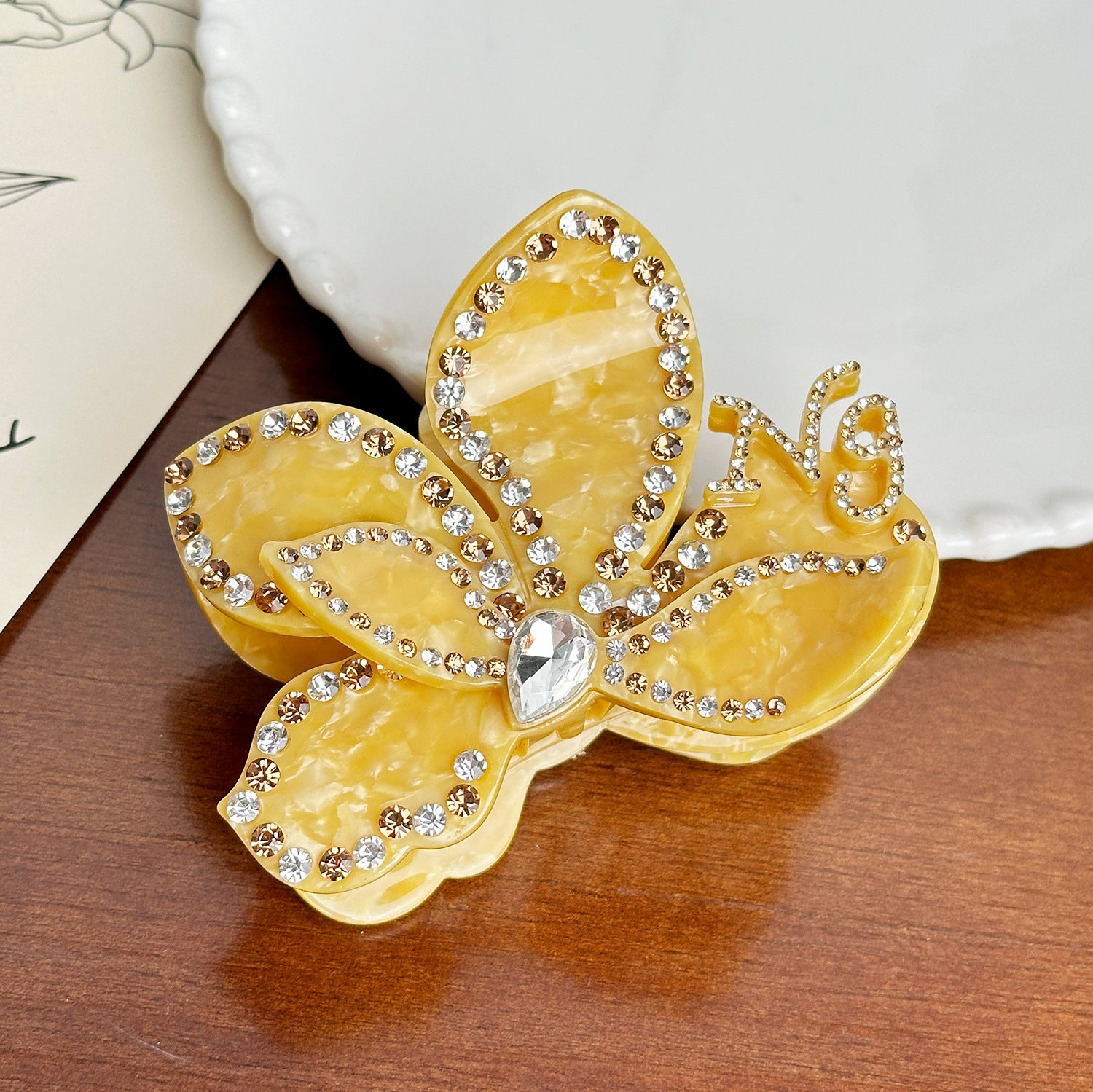 Luxury Colorful Rhinestone Floral Petal Hair Claw 8AS6HCP281L
