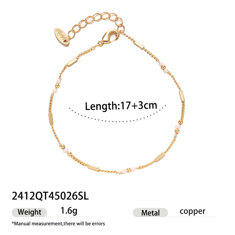 Gold Plated Pearl Bracelet - DippedShop Wholesale - #1859
