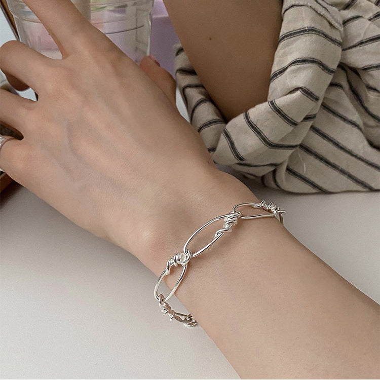 Chunky Irregular Paperclip Link Chain Bracelet 6W6JBR342