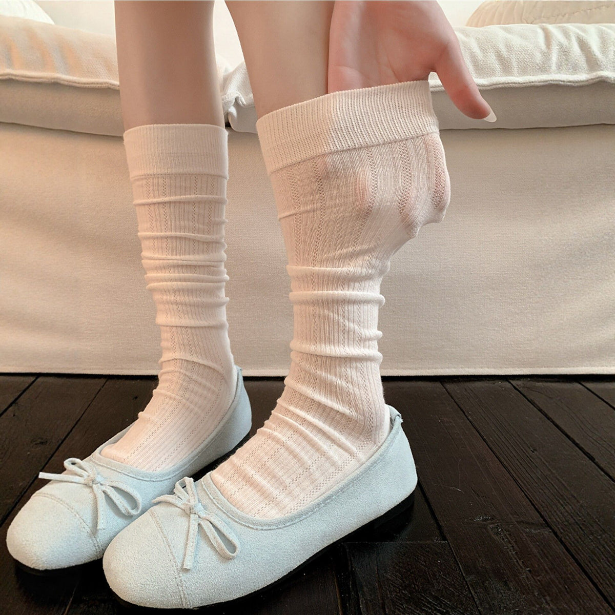 Mesh Slouchy Mid-Calf Socks - DippedShop Wholesale - #2691