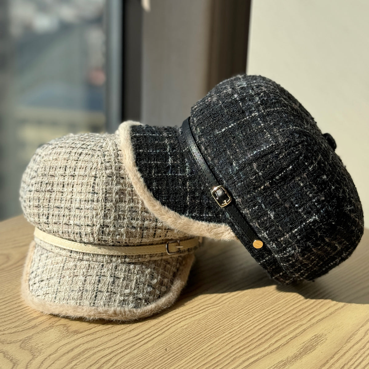 Tweed Plaid Beret Hat - DippedShop Wholesale - #1283