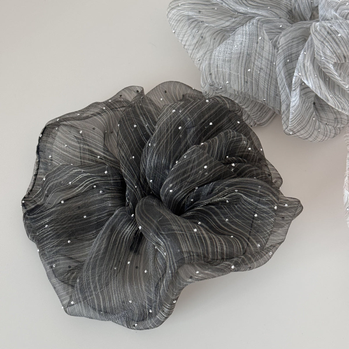 Rhinestone Organza Hair Scrunchie - DippedShop Wholesale - #4403