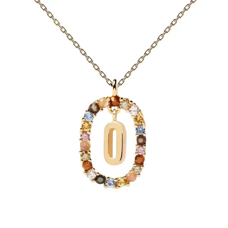 Colorful CZ Letter Pendant - DippedShop Wholesale - #9603