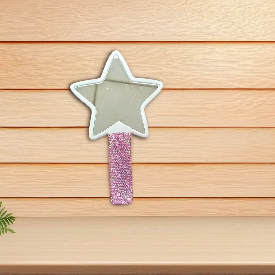 Cute Star Shaped Rhinestone Handheld Mirror 6C5MR102
