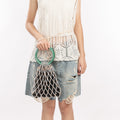Color Contrast Hollow Hand-Woven Beaded Handbag 8BW6BBG424T