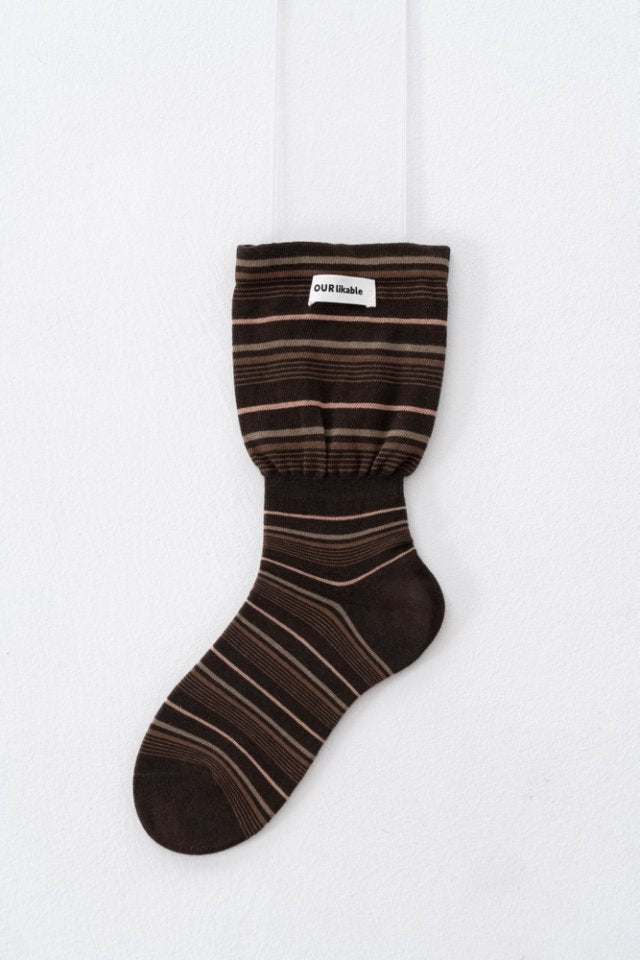 Fall Color Contrast Striped Slouch Crew Socks 6W8FSO521