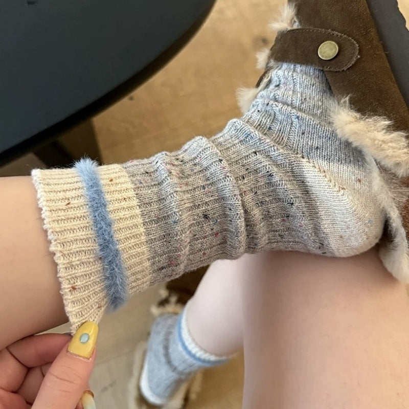 Winter Striped Color Contrast Warm Slouchy Socks 6W8FSO703
