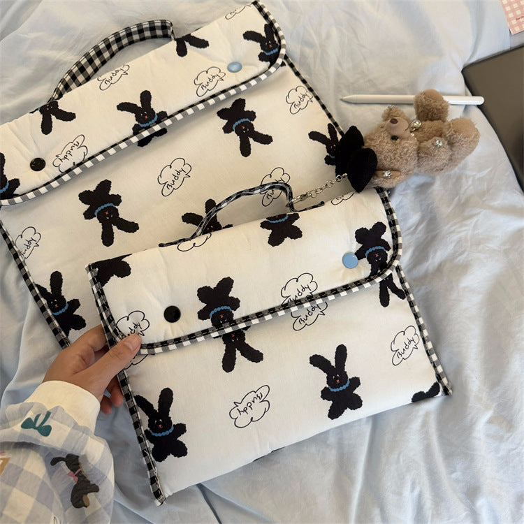 Cute Rabbit Plaid Laptop Ipad Bag DPB2908