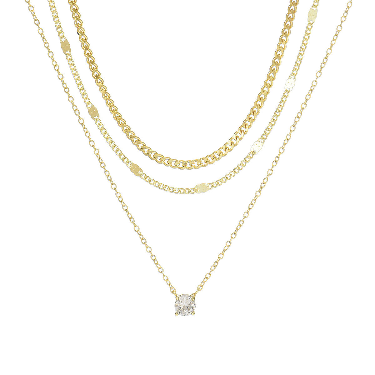 Gold Plated Layered Necklace - DippedShop Wholesale - #4019