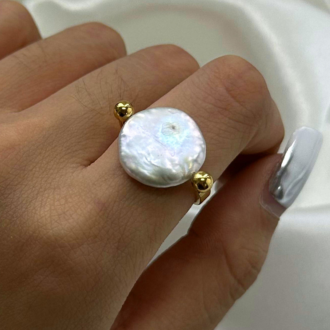 Danity Gold Plated Pearl Band Ring DP25B786