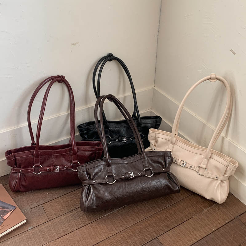 Retro Belted Buckle PU Tote - DippedShop Wholesale - #9187