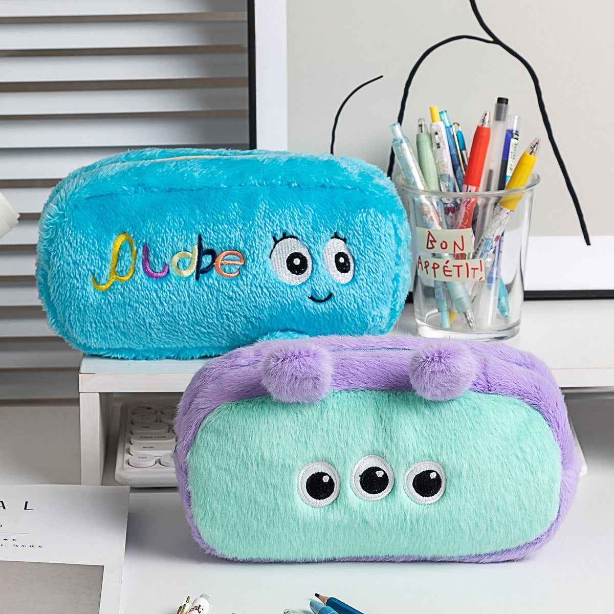 Plush Embroidery Pencil Pouch - DippedShop Wholesale - #1523