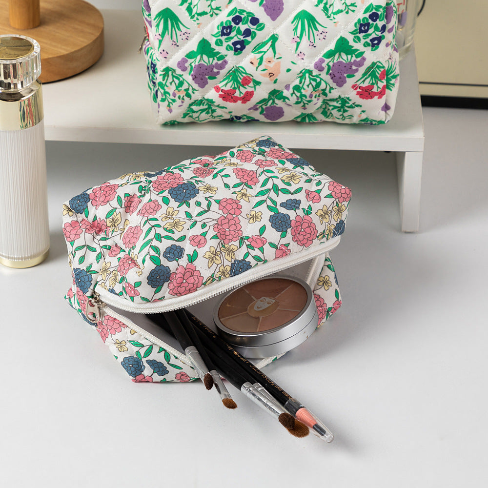 Colorful Floral Quilted Cosmetic Storage Bag 6C5CO73