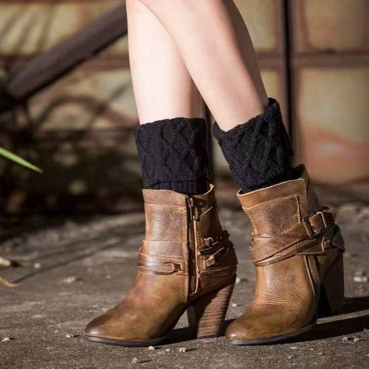 Diamond Crochet Short Cable Knit Boot Cuffs 6W8FSO882