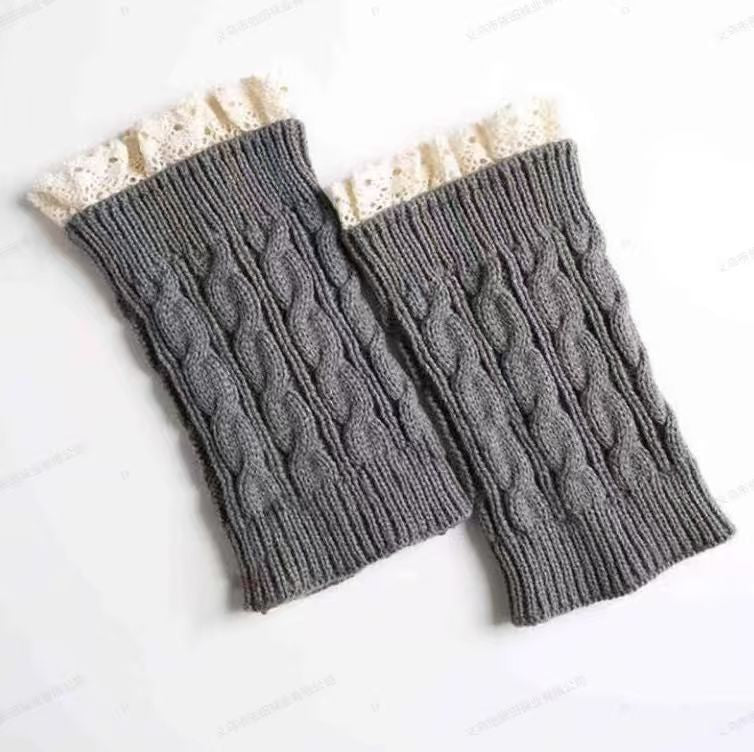 Winter Lace Trim Warm Cable Knitted Boot Cuffs 6W8FSO877