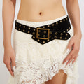 Vintage Hollow Out Studded Wide Leather Belt 6W6JBT174