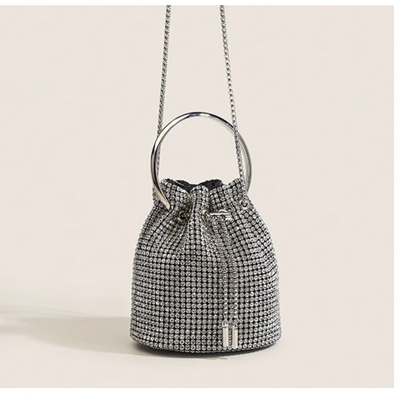 Luxury Sparkling Rhinestone Round Handle Bucket Bag 6W10BBG1410