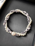 Vintage Paisley Print Pearl Chain Magnetic Scarf Necklace MK2BW6W6JNC235