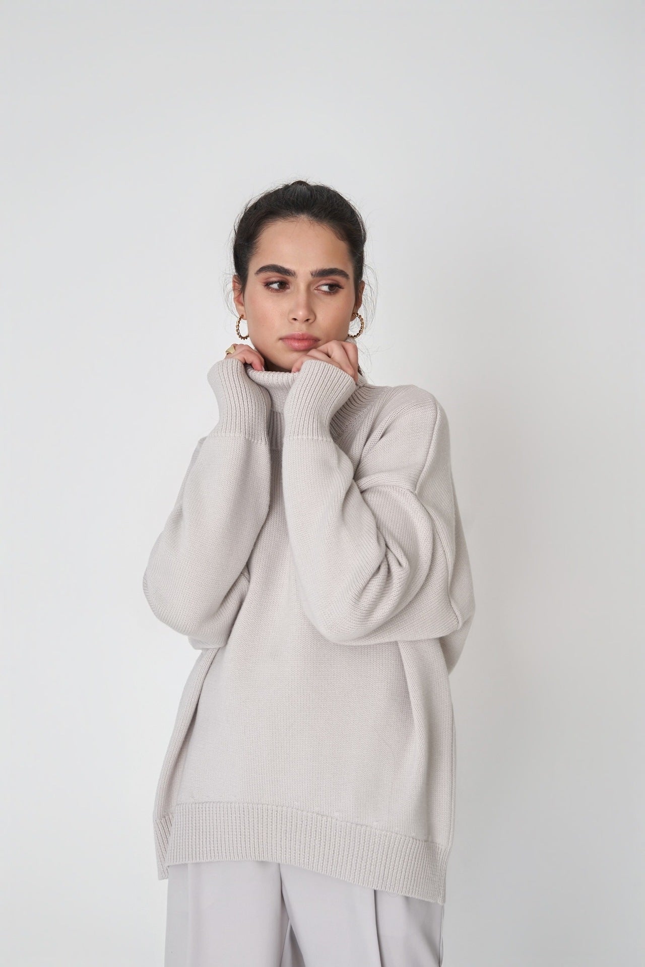 High Collar Loose Sweater - DippedShop Wholesale - #2003