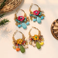 Bohemian Flower Bead Hoop Earrings - DippedShop Wholesale - #3667