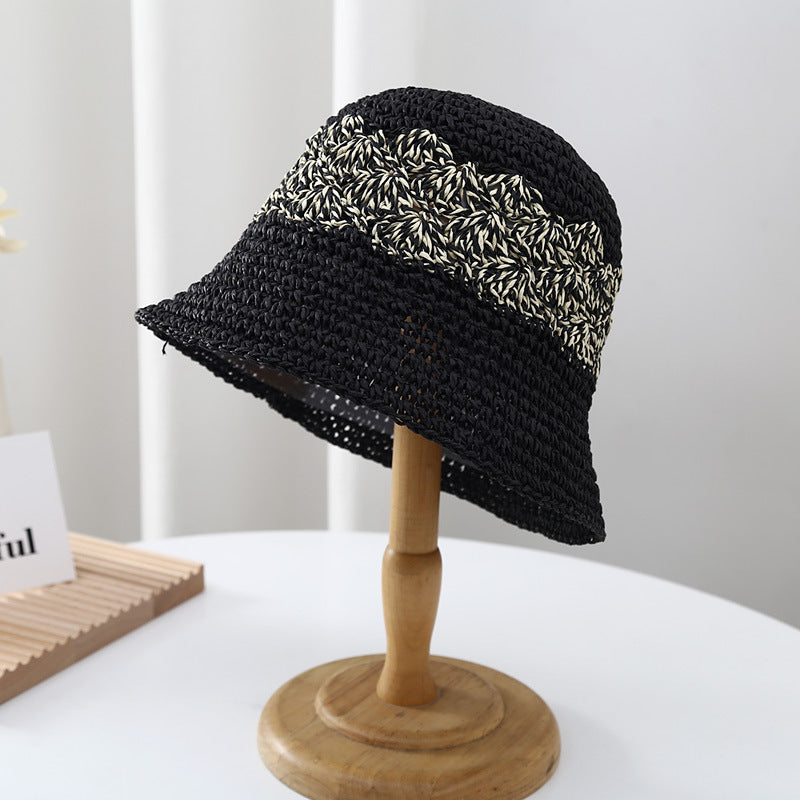 Hollow Woven Straw Bucket Hat - DippedShop Wholesale - #6851