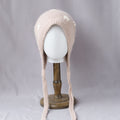 Floral Jacquard Angora Knit Bonnet With Ties 6W6HAT699