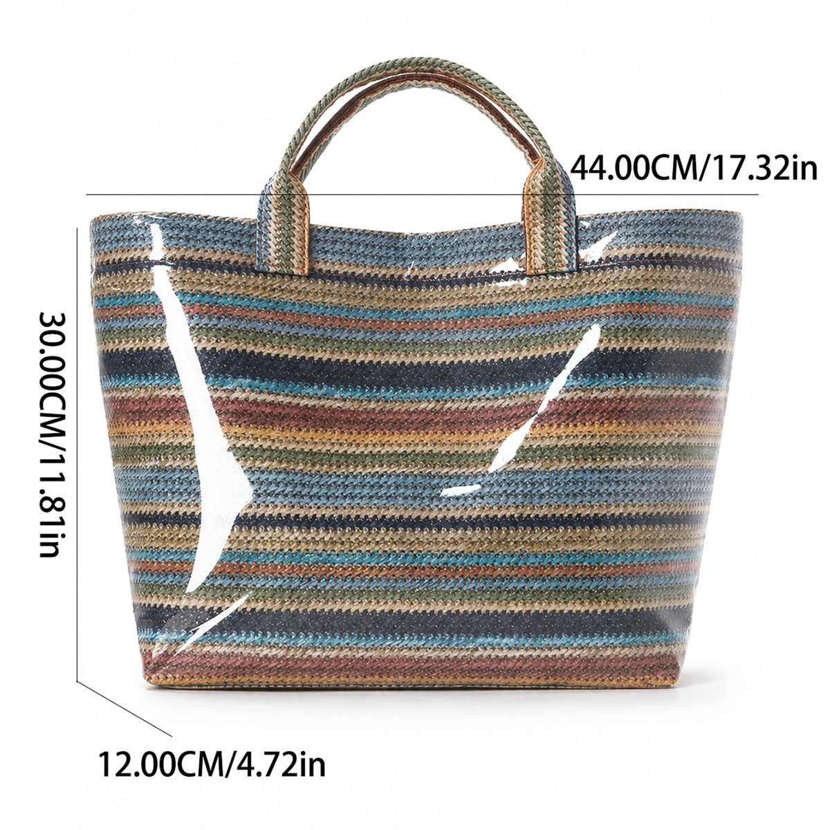 Vintage Straw Woven Waterproof PVC Tote Bag MK2BLW6W10BBG553