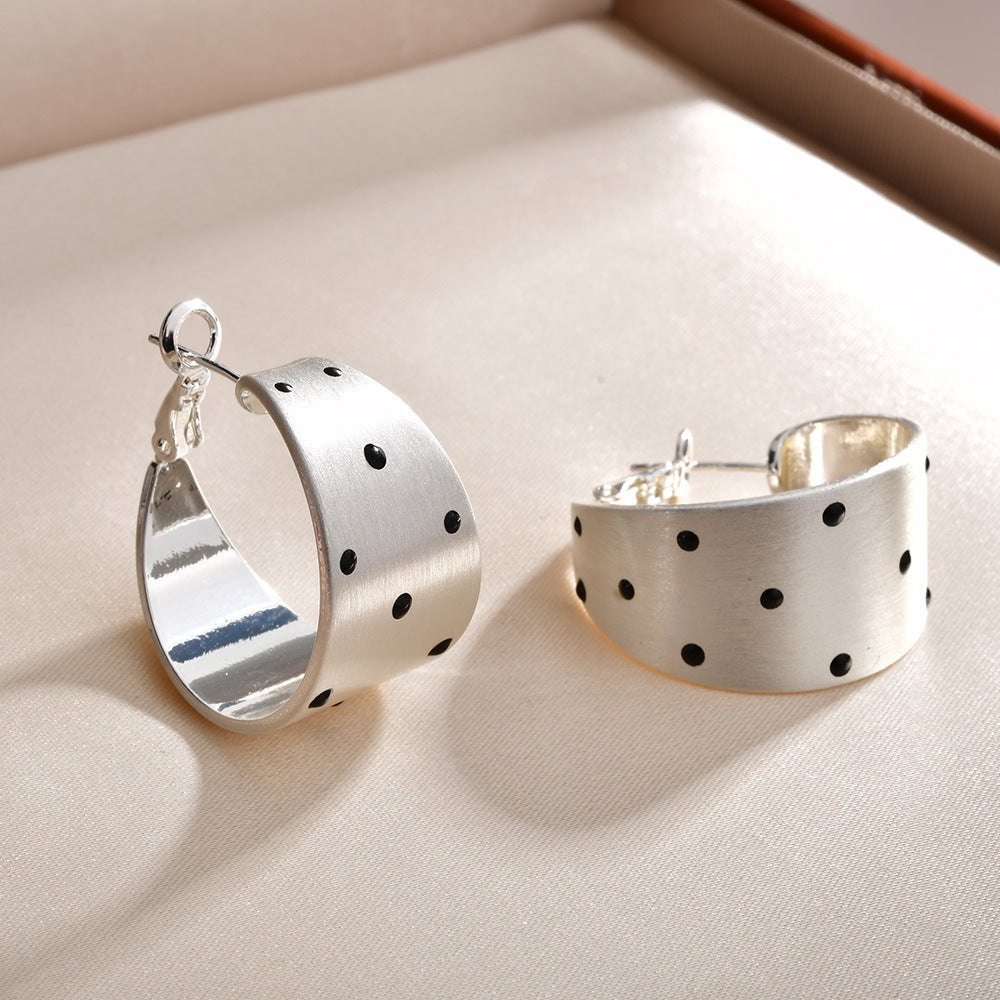 Retro Polka Dots C-Shape Hoop - DippedShop Wholesale - #9715