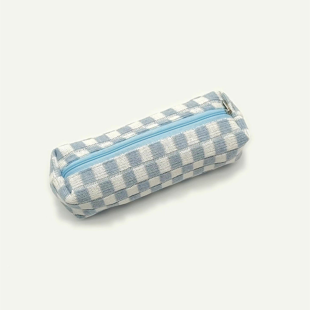 Simple Plaid Color Block Portable Pencil Pouch 6S10BOB1044