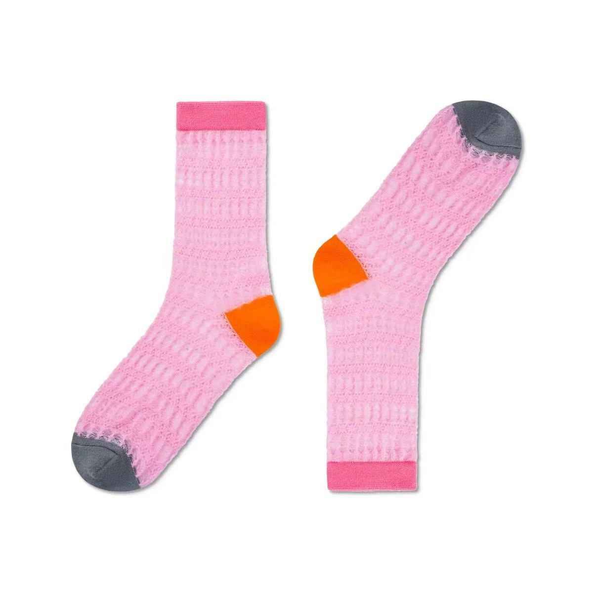 Color Contrast Mesh Socks - DippedShop Wholesale - #7155