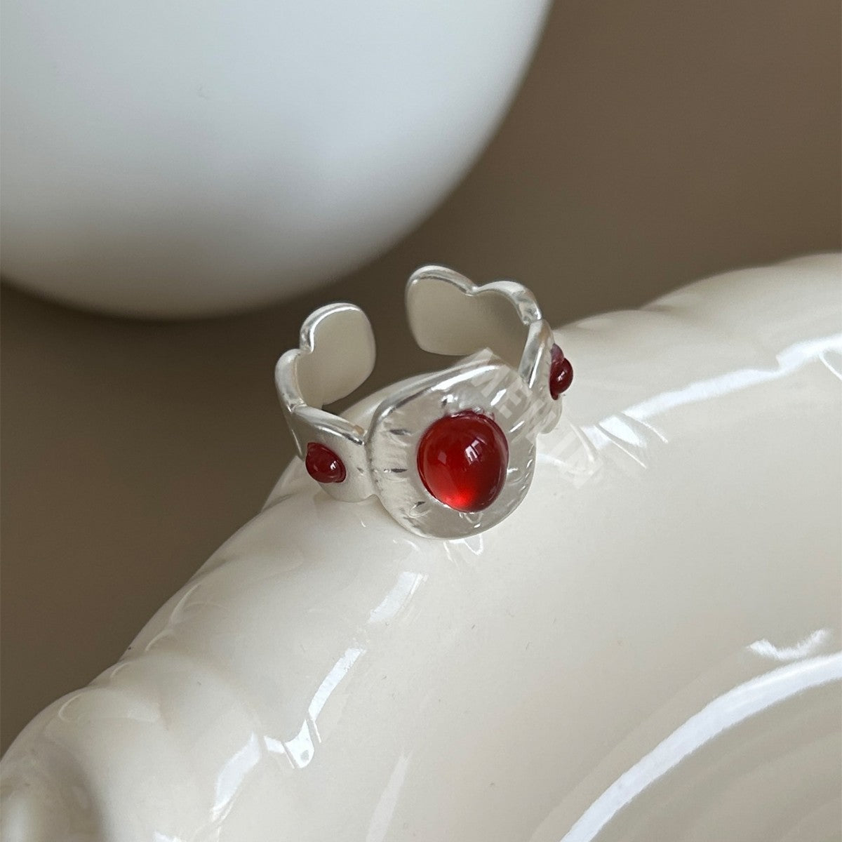 Totem Ethnic-Style Red Agate Ring 8ZA6JRG134L