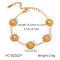 Fashion Gold Plated Rhinestone Flower Chain Bracelet 6W6JBR355