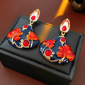 Vintage Enamel Maple Leaf Fan Earrings 6W6JER790