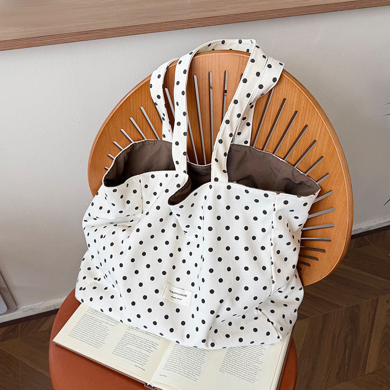 Simple Polka Dots Lightweight Canvas Tote Bag 6W10BBG2471