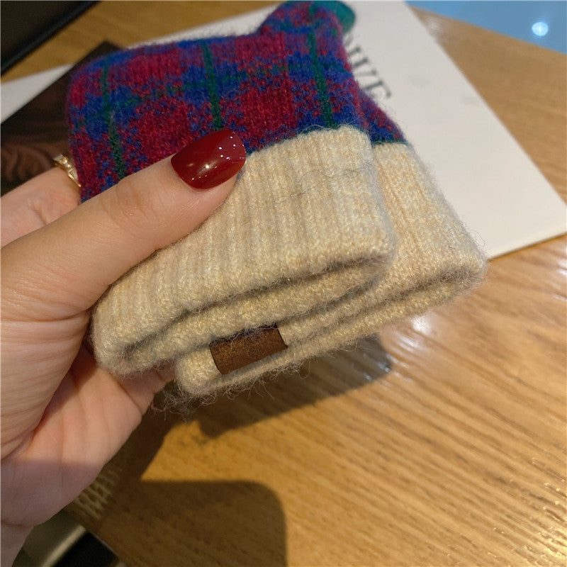 Plaid Knit Touch Screen Gloves - DippedShop Wholesale - #1939