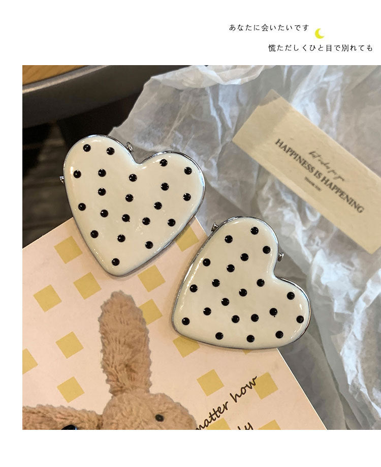 Cute Polka Dots Love Heart Duckbill Hair Clip MK2PM6W6HCP09
