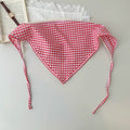 Vintage Plaid Lace Trim Versatile Triangle Scarf MK2BW6W6NSI21