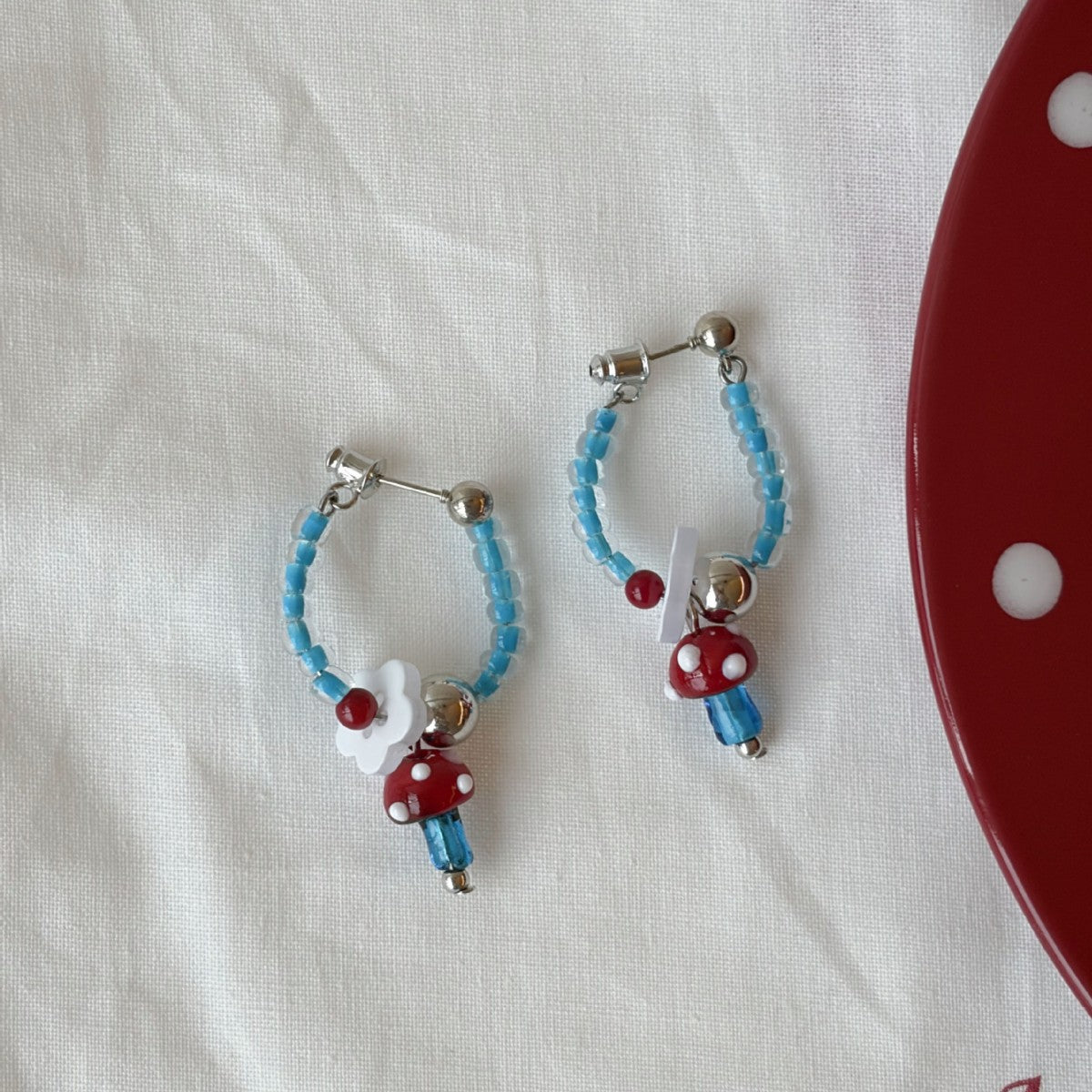 Mushroom Beaded Chain Earrings - DippedShop Wholesale - #2563