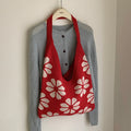 Fresh Color Block Flower Knitted Tote Hnadbag 6W10BBG1789