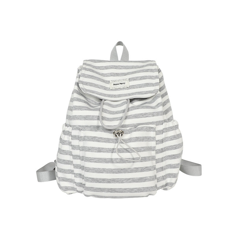 Minimalist Color Block Striped Flap Backpack 6S10BBG1430