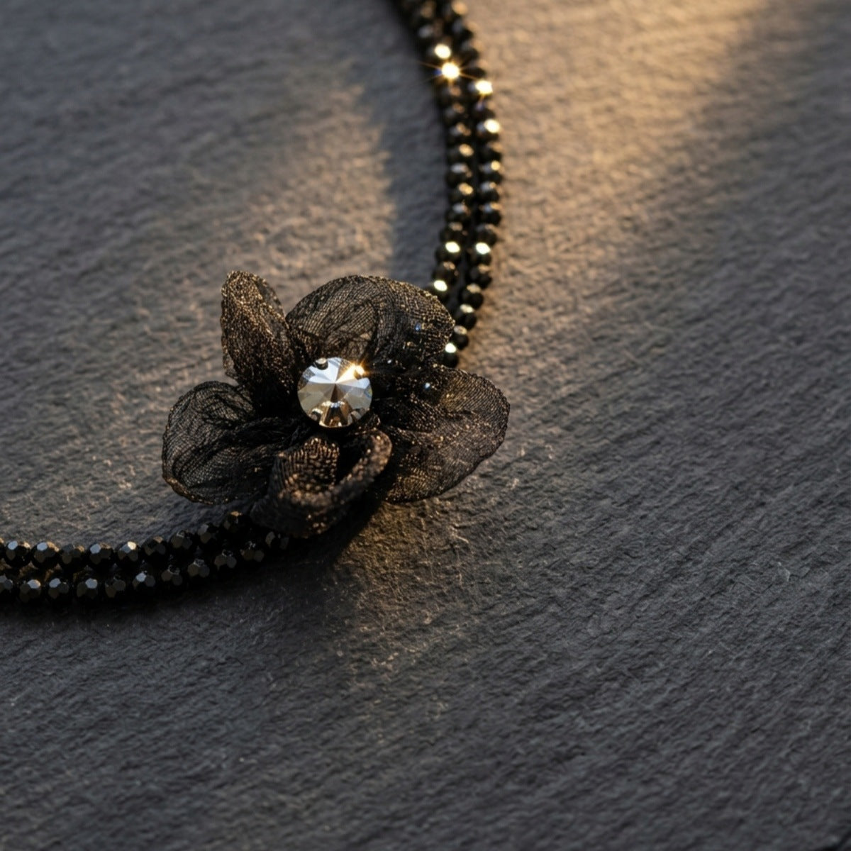 Crystal Flower Charm Beaded Necklace - DippedShop Wholesale - #8979