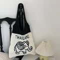 Casual Letter Elephant Knitted Shoulder Bag 6W10BBG1791
