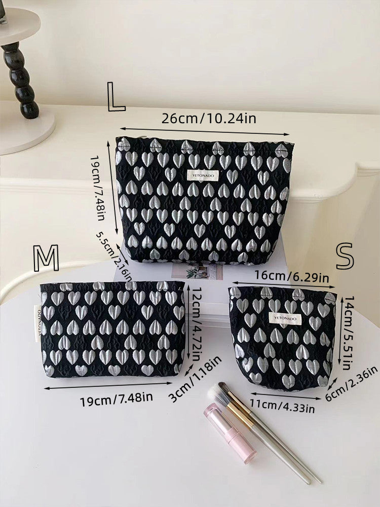 Cute 3D Heart Print Outdoor Portable Cosmetic Bag 6S10BOB1109
