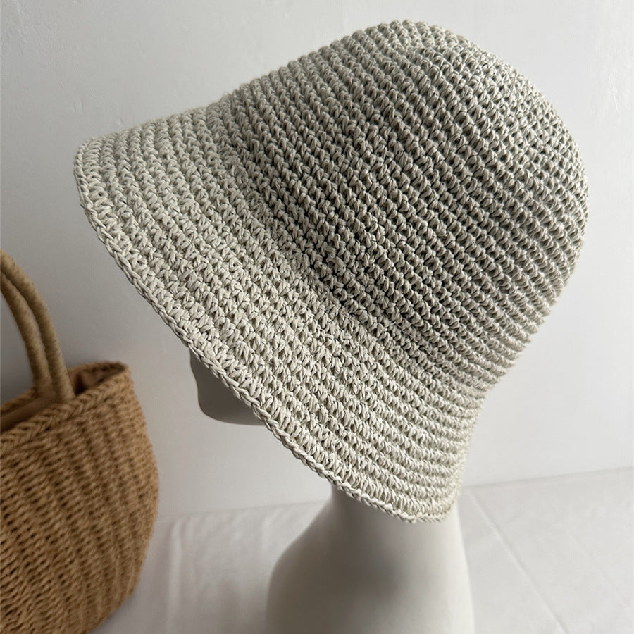 Minimalist Foldable Raffia Hat - DippedShop Wholesale - #5411