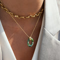 Vintage Gold Oval Pendant Necklace - DippedShop Wholesale - #3779
