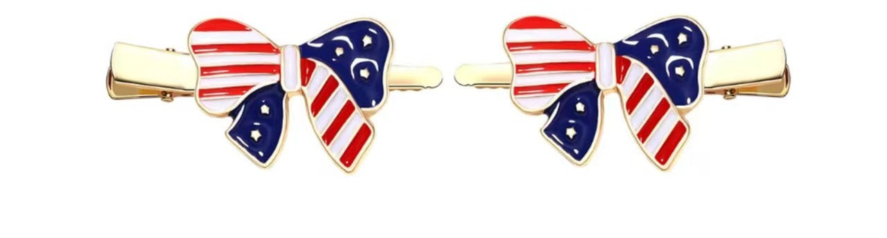 Stylish USA Flag Butterfly Duckbill Barrette Hair Clip 8AS6HCP65T