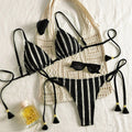 Striped Triangle Bikini Set - DippedShop Wholesale - #0819