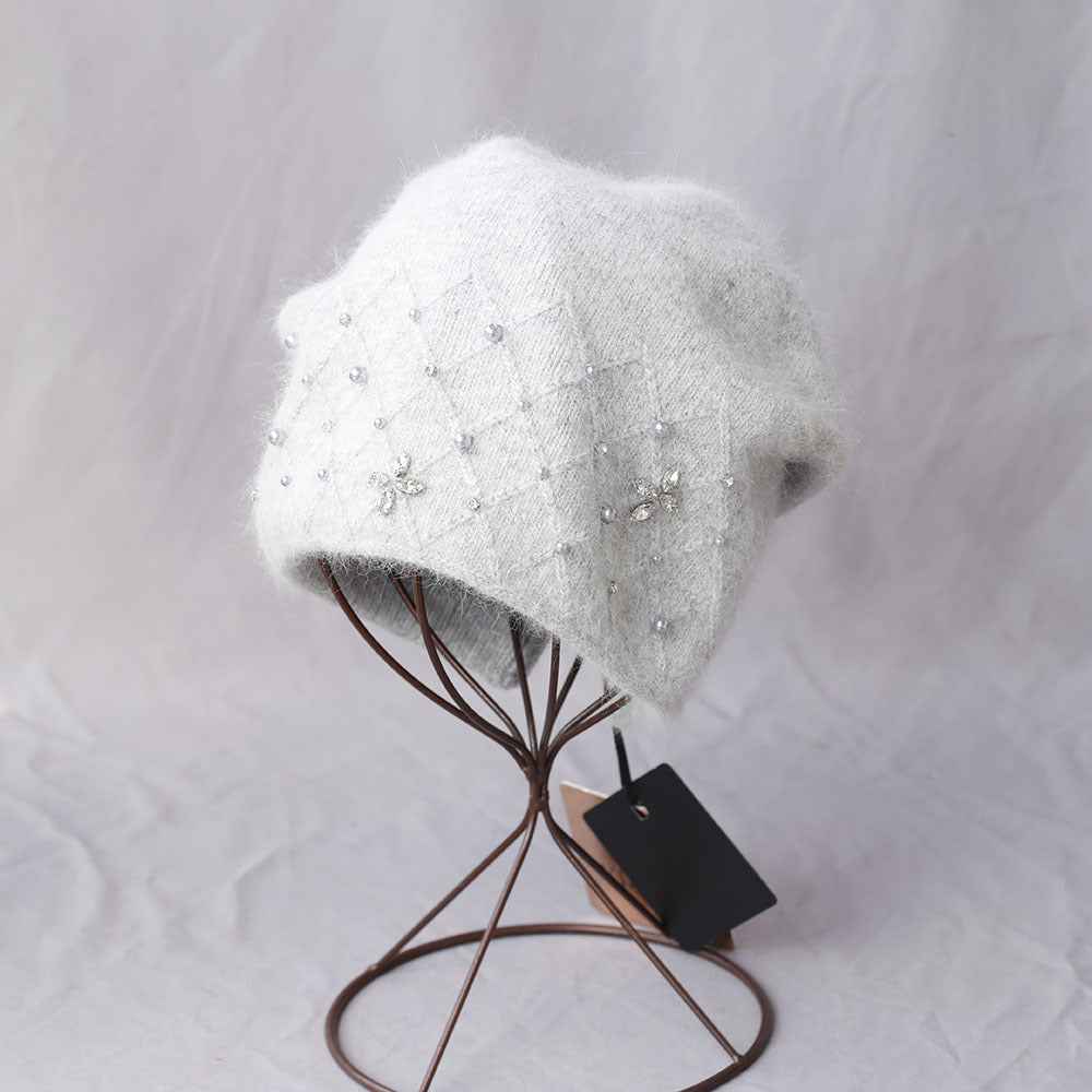 Luxury Rhinestone Pearl Embroidered Knit Beanie 6W6HAT707